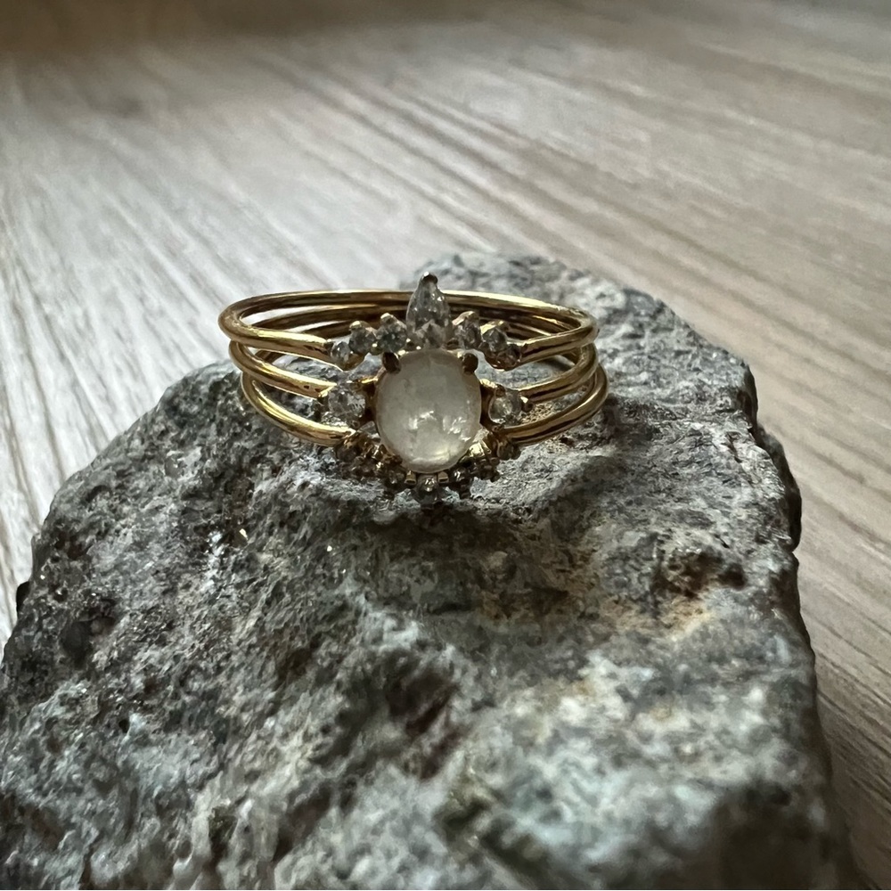 Size 8 - TAI JEWELRY - Stackable Crown Ring Set - White - Picture 6 of 15